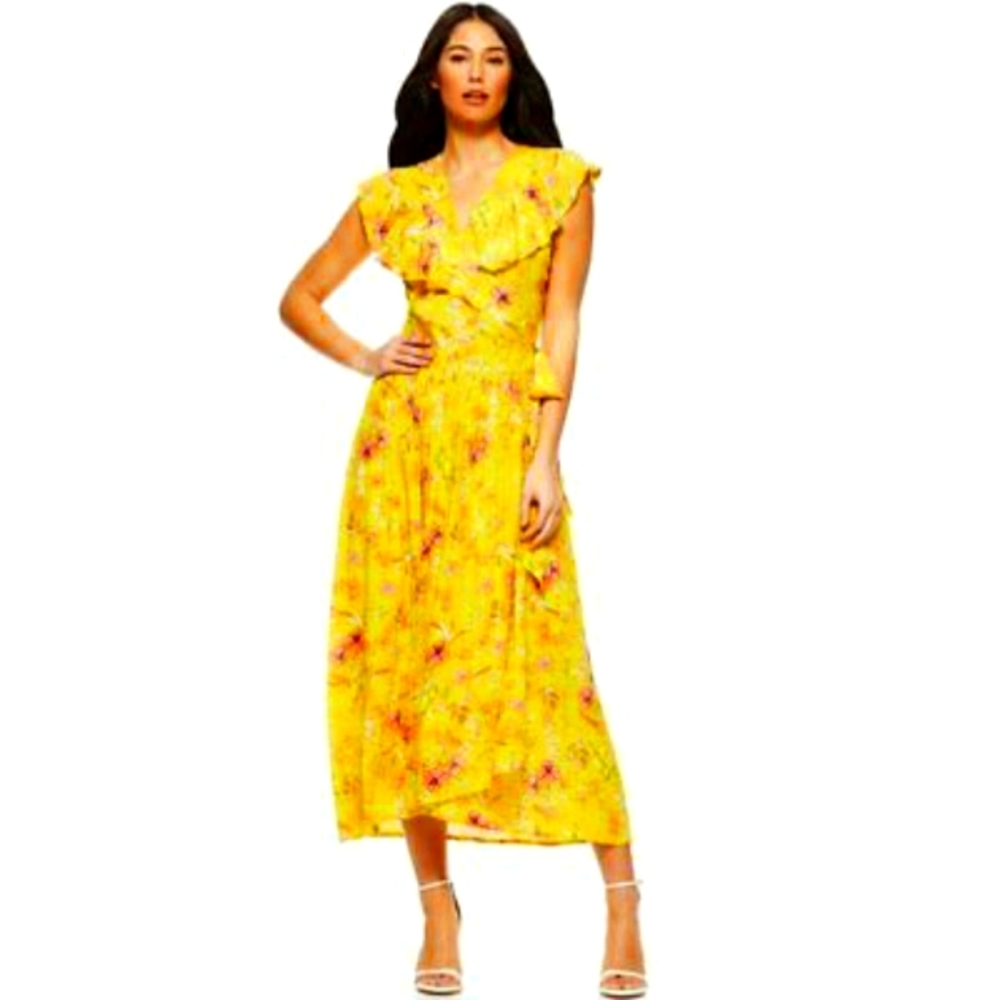 Sofia Jeans by Sofia Vergara Women's Short Sleeve Wrap Front Maxi Dress